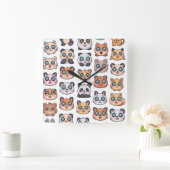 Cute Animals Sticker Sheet Adorable Cartoon Charac Vierkante Klok (Huis)