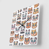 Cute Animals Sticker Sheet Adorable Cartoon Charac Vierkante Klok (Hoek)