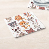  Cute Animals Sticker Sheet Adorable CSticker Kartonnen Onderzetters (Schuin)