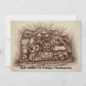 Cute Animals waiting for Thanksgiving Kaart (Voorkant)