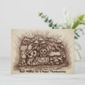 Cute Animals waiting for Thanksgiving Kaart (Staand voorkant)