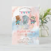 Cute Animals, Waterverf Baby shower Invitation Kaart (Staand voorkant)