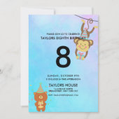 Cute Animals Waterverf Custom Birthday Party Kaart (Voorkant)