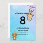 Cute Animals Waterverf Custom Birthday Party Kaart (Voorkant / Achterkant)