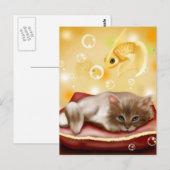 Cute animate kitten droaming briefkaart (Voorkant / Achterkant)