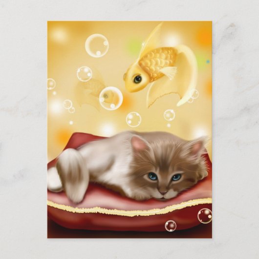 Cute animate kitten droaming briefkaart (Voorkant)