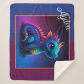 Cute Animated Baby Dragon Sherpa Blanket Deken (Voorkant)