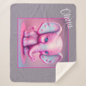 Cute Animated Baby Elephant Sherpa Blanket Sherpa Deken (Voorkant)