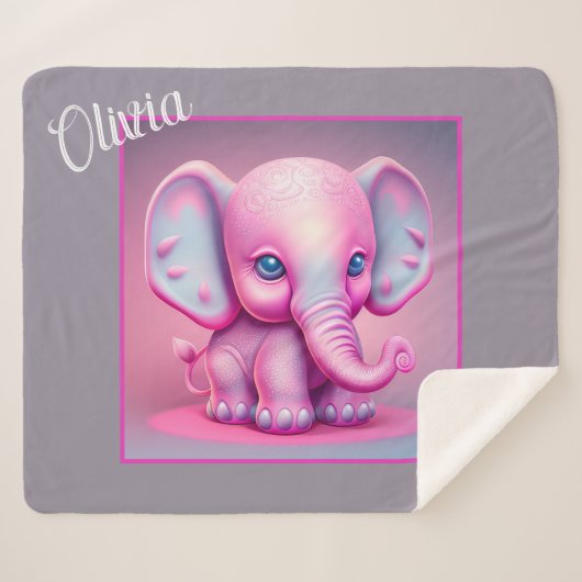 Cute Animated Baby Elephant Sherpa Blanket Sherpa Deken (Voorkant (horizontaal))