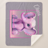 Cute Animated Baby Elephant Sherpa Deken (Voorkant)