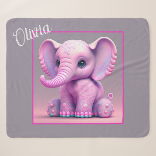 Cute Animated Baby Elephant Sherpa Deken