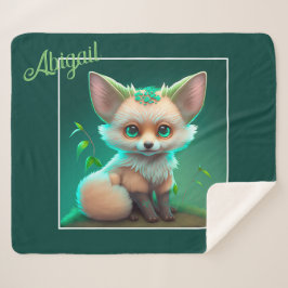 Cute Animated Baby Fox Sherpa Deken