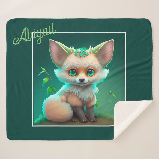 Cute Animated Baby Fox Sherpa Deken (Voorkant (horizontaal))