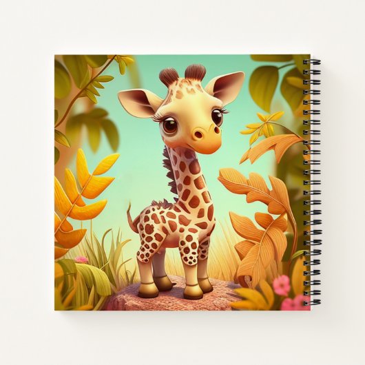 Cute Animated Baby Giraffe Notitieboek (Achterkant)