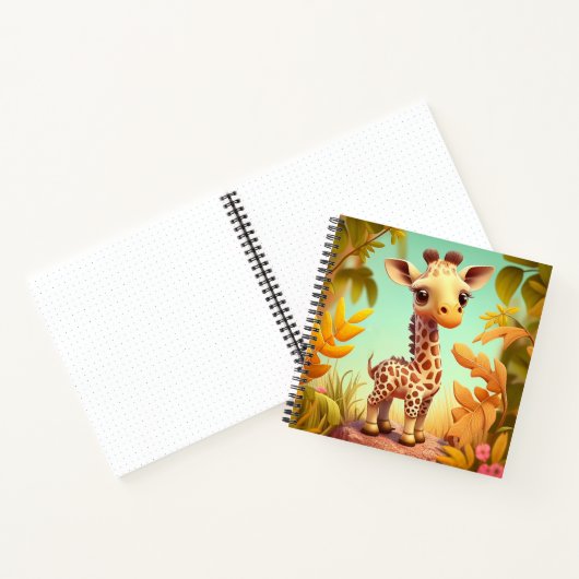 Cute Animated Baby Giraffe Notitieboek (Binnen)