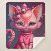 Cute Animated Cat Sherpa Deken (Voorkant)