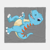 Cute animated dinosaur fleece deken (Voorkant (Horizontaal))