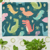 Cute Animated Dinosaurs Theedoek (Gevouwen)