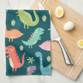 Cute Animated Dinosaurs Theedoek (Quarter Fold)