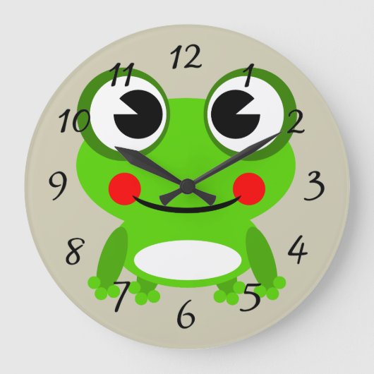 Cute animated frog grote klok (Voorkant)