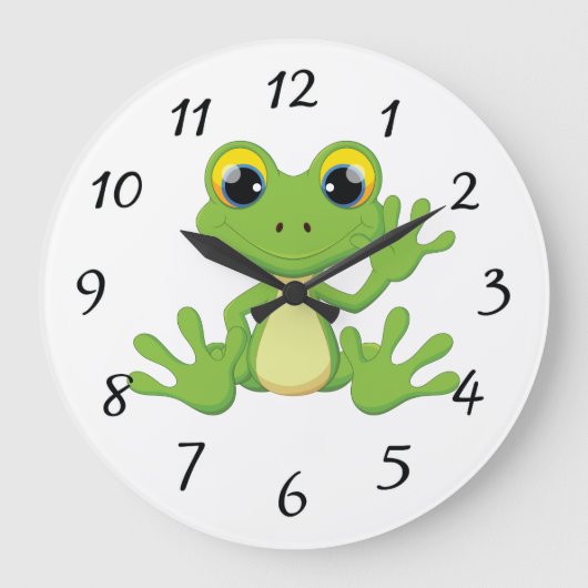 Cute animated frog grote klok (Voorkant)