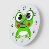 Cute animated frog round clock grote klok (Hoek)