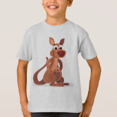 Cute animated Kangaroo met baby T-Shirt (Voorkant)