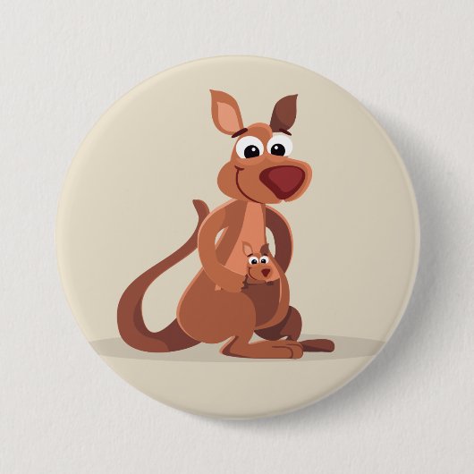 Cute Animated Kangaroo Ronde Button 7,6 Cm (Voorkant)