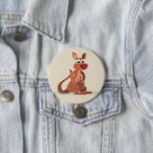 Cute Animated Kangaroo Ronde Button 7,6 Cm (In situ)