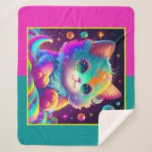 Cute Animated Kitten Sherpa Blanket Sherpa Deken (Voorkant)