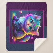 Cute Animated Kitten Sherpa Deken (Voorkant)