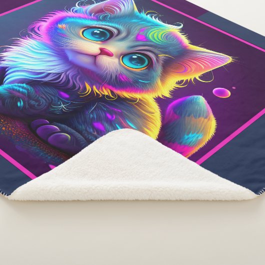 Cute Animated Kitten Sherpa Deken (3/4)