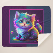 Cute Animated Kitten Sherpa Deken (Voorkant (horizontaal))