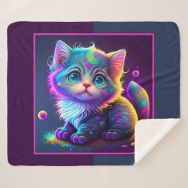 Cute Animated Kitten Sherpa Deken