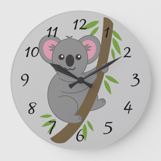 Cute Animated koala Beer Grote Klok (Voorkant)