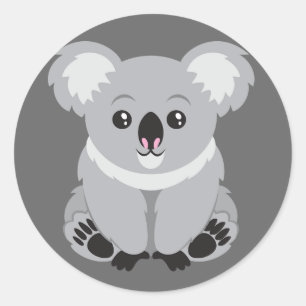 Cute Animated Koala Beer Ronde Sticker