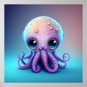 Cute Animated Octopus Poster (Voorkant)