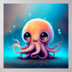 Cute Animated Octopus Poster