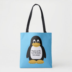Cute animated pinguin tote bag