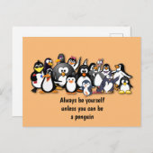 Cute animated pinguins briefkaart (Voorkant / Achterkant)