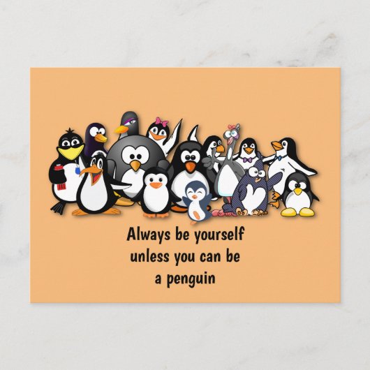 Cute animated pinguins briefkaart (Voorkant)
