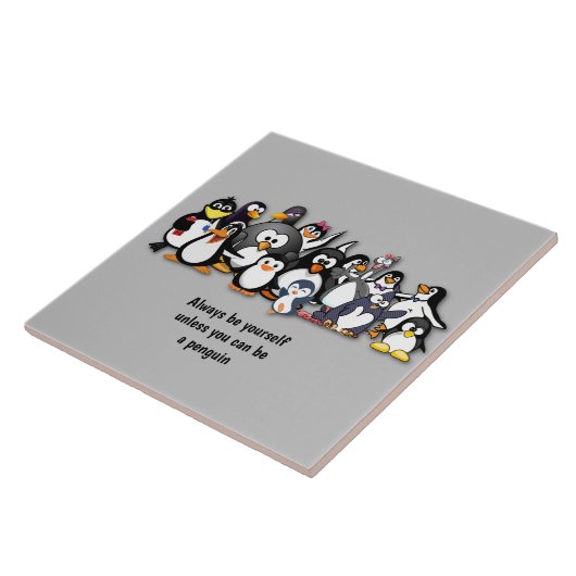 Cute animated pinguins tegeltje (Zijkant)