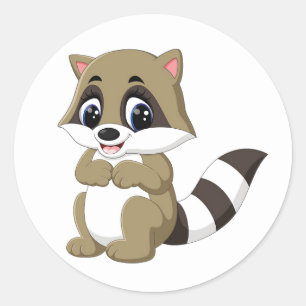 Cute animated raccoon ronde sticker