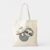 Cute animated sloth canvas tas (Achterkant)