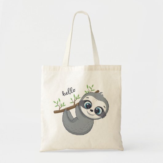 Cute animated sloth canvas tas (Voorkant)