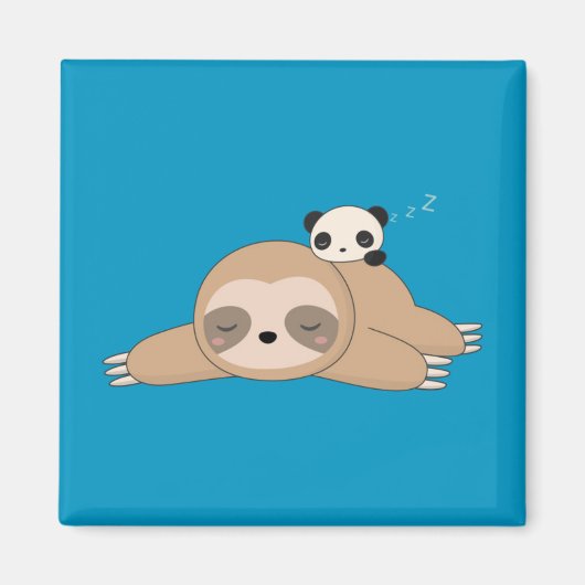 Cute animated sloth with panda beer magneet (Voorkant)