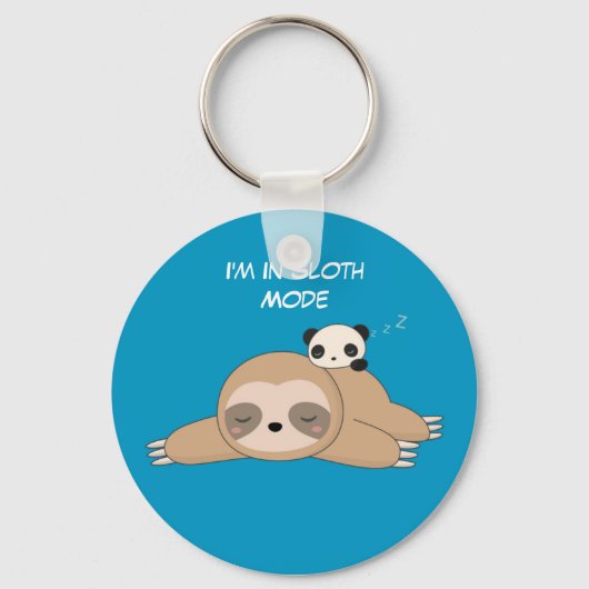 Cute animated sloth with panda beer sleutelhanger (Voorkant)