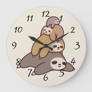 Cute animated Sloths Grote Klok