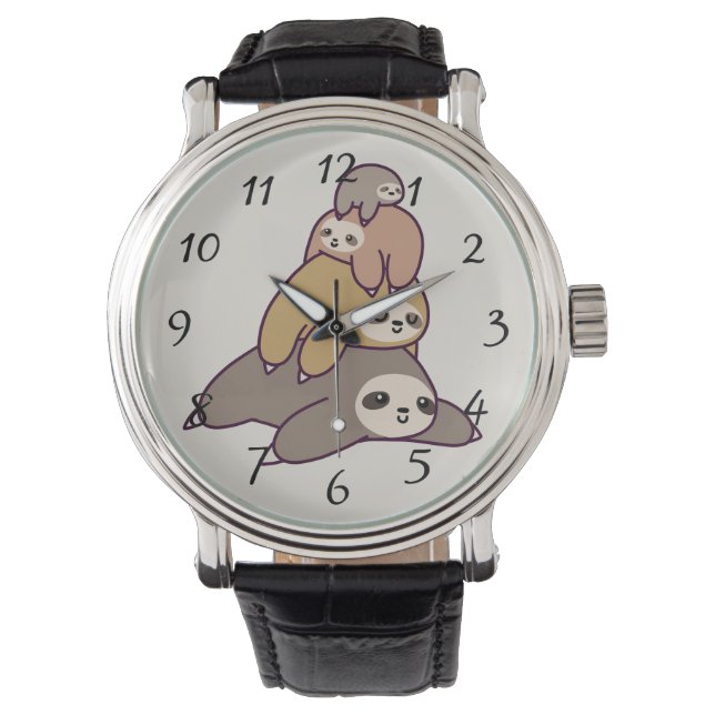 Cute animated Sloths Horloge (Voorkant)