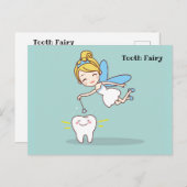 Cute animated Tooth Fairy Briefkaart (Voorkant / Achterkant)
